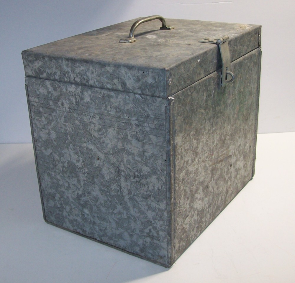 Vintage Handmade GALVANIZED Metal Tool Box Toolbox Box, x