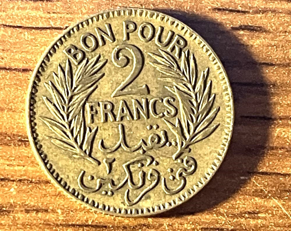 Coin Tunisia 2 frank 1926