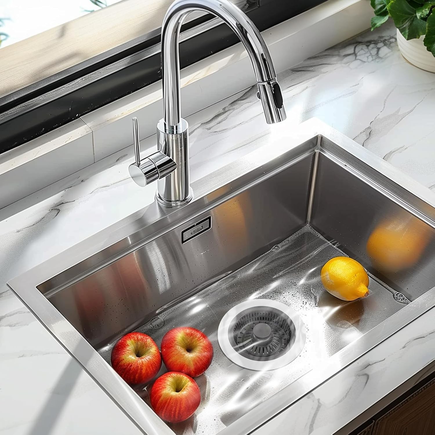 3in1 Kitchen Sink Drain Strainer & Sink Stopper,304 Stainless Sink Drain Stopper