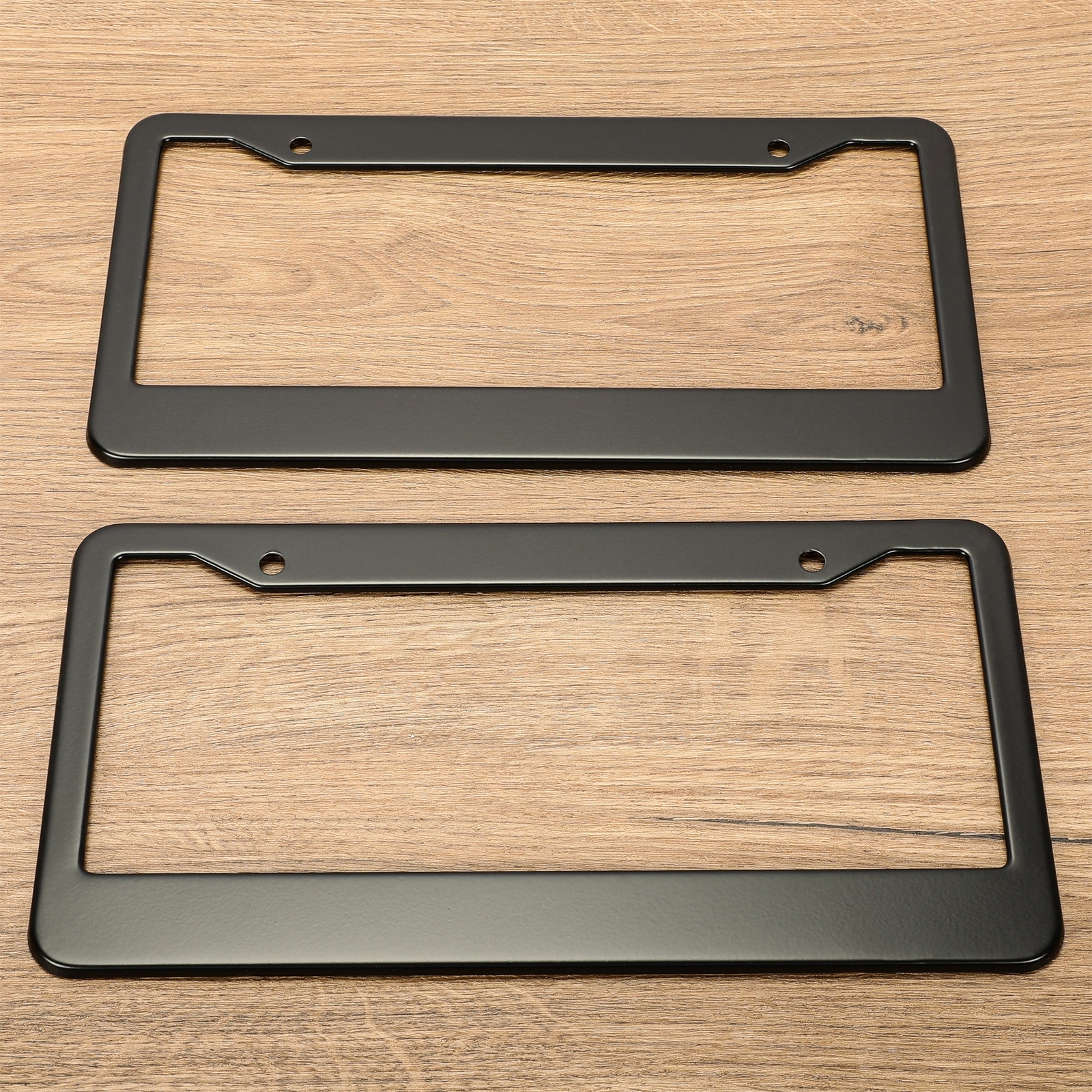 Stainless Steel Universal Black License Plate Frame Tag Cover Screw Caps 2PCS