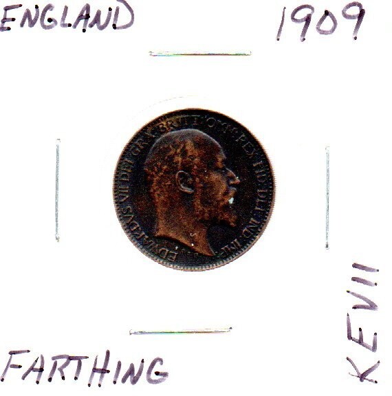 1909 Farthing Great Britain King Edward VII as pictured