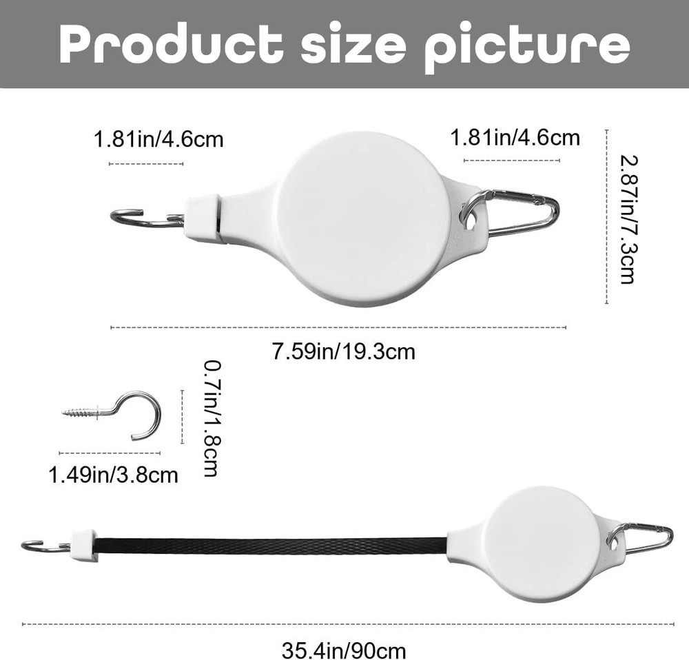 2 Pack Retractable Plant Pulley Adjustable Hanging Flower Basket Hook type