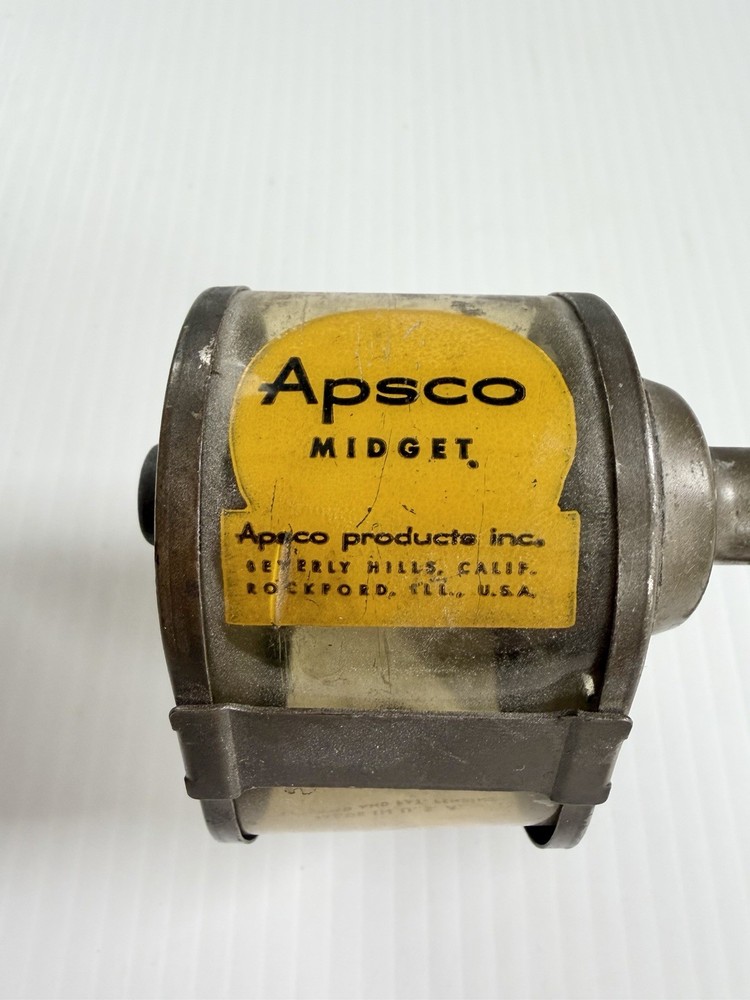 Vintage APSCO Midget Pencil Sharpener Hand Crank, Table Mount