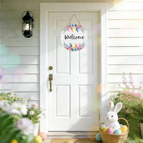 Easter Wreath Easter Door Decorations Cute Easter Eggs Hanging Sign Spring
