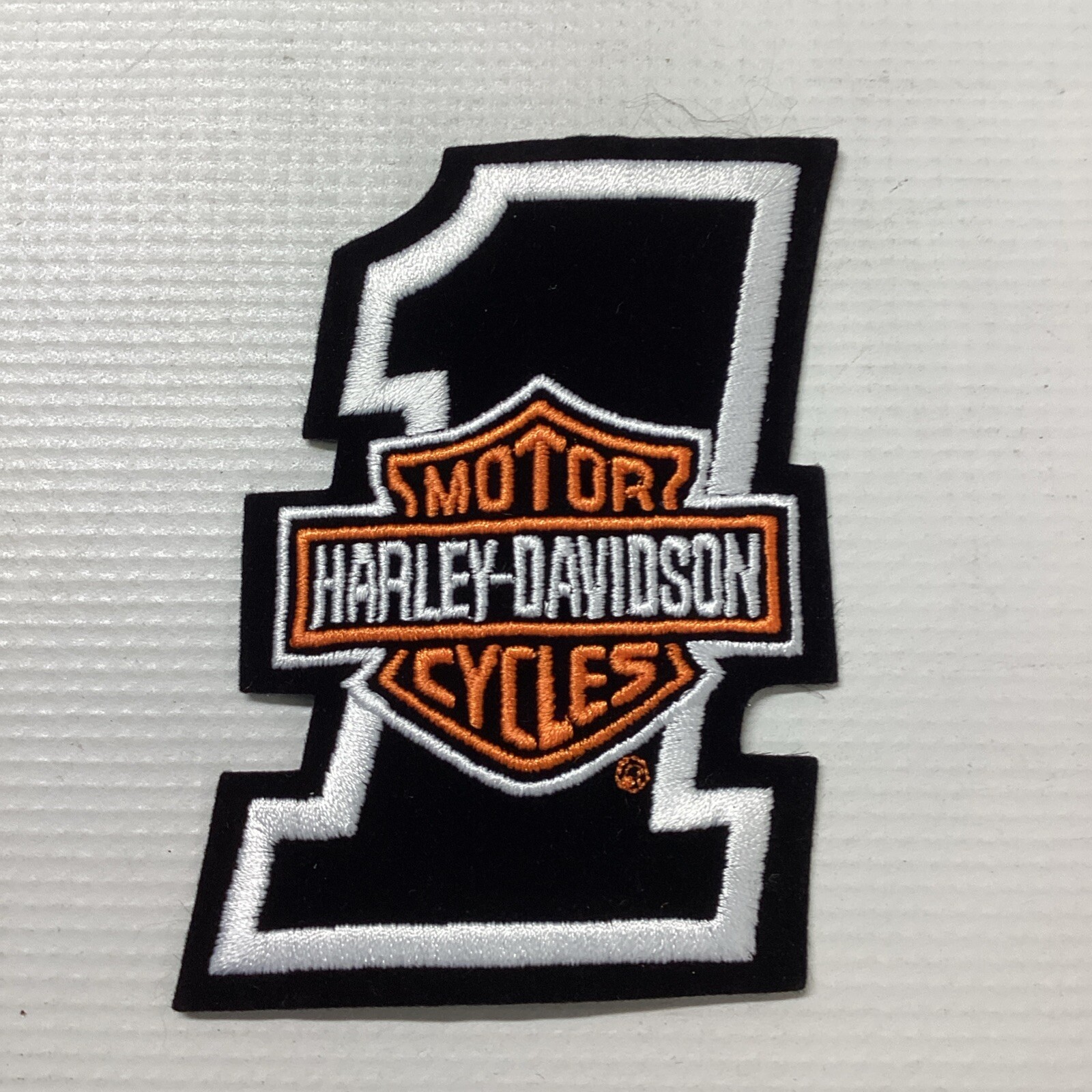 Harley Davidson #1 Bar & Shield Patch 4.25”x 2 7/8” Number One New Blk/wht/org