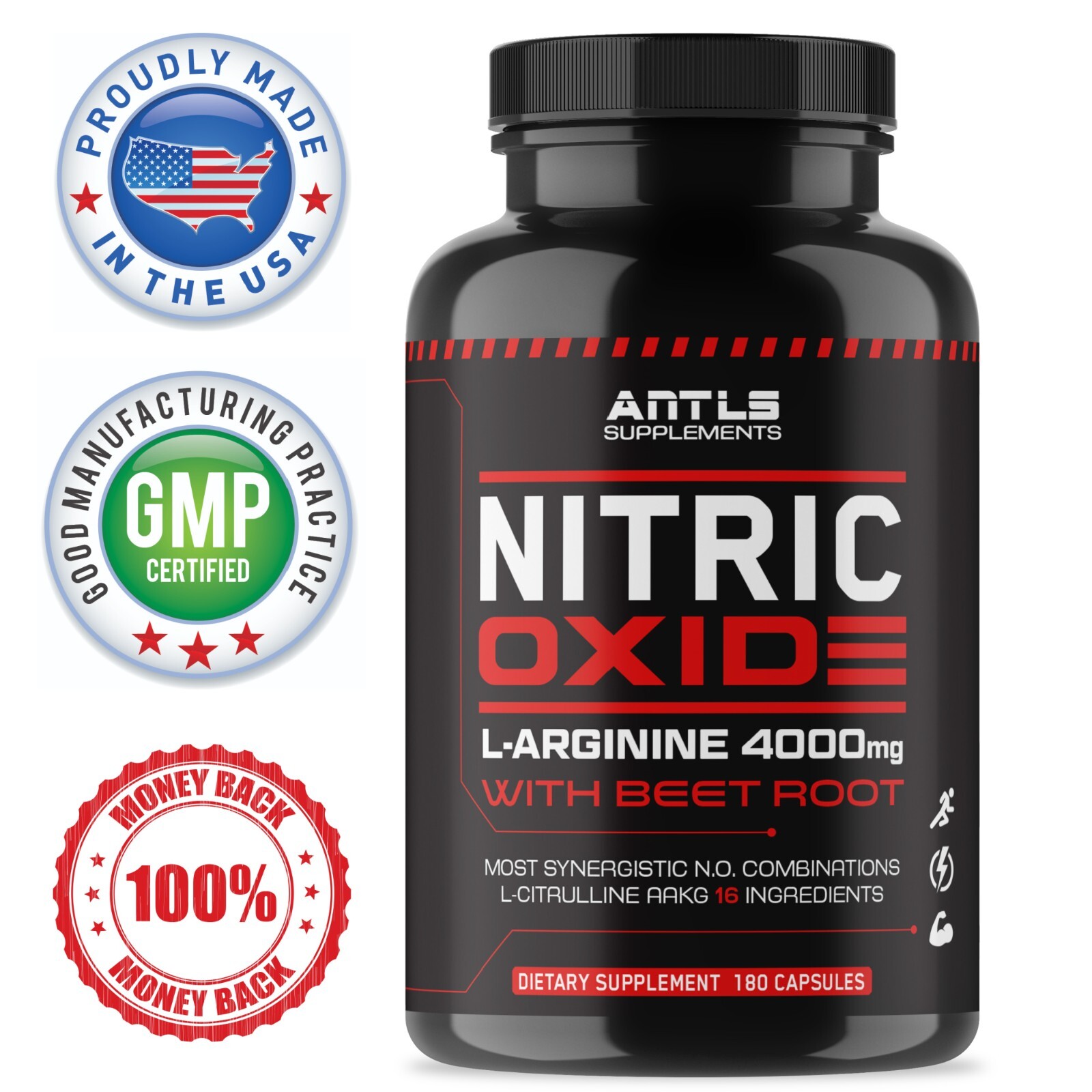 Nitric Oxide L-Arginine Pre Workout+Testosterone Booster,Multivitamin Men,Test