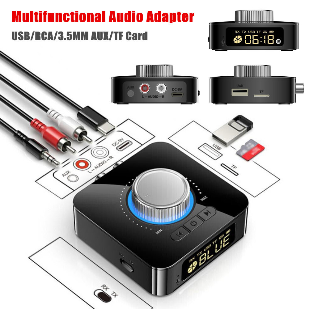 Digital LED Bluetooth 5.0 Receiver Transmitter HiFi Stereo AUX RCA Audio Adapter