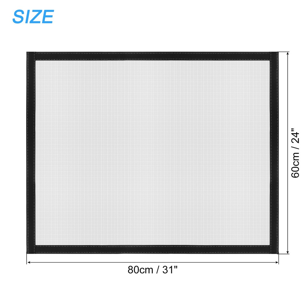 Window Screen Mesh, 24" x 31" Fiberglass Net Mesh Grey Frame Hook and Loop