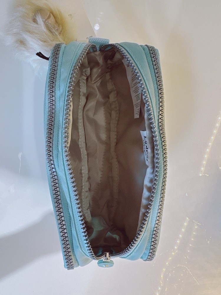 NEW Kipling Gitroy Pencil Case Cosmetic Case Bride BLue Monkey Charm