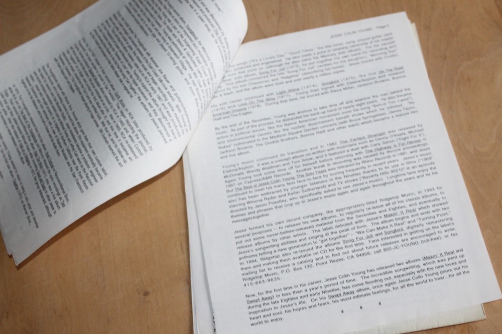 Jesse Colin Young - press information 8 pages