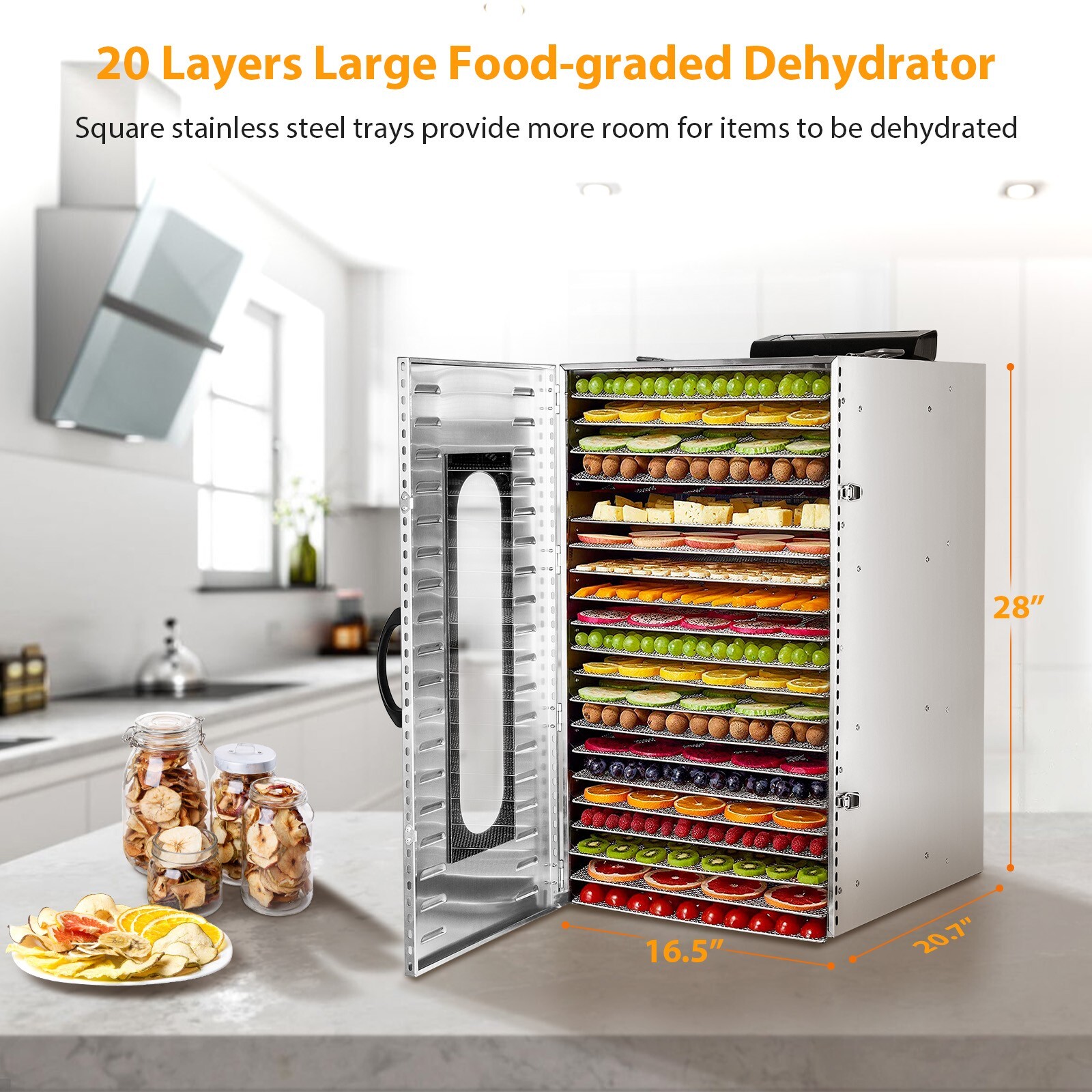 Commercial Dehydrator 20 Stainless Steel Trays Fruit Vegetable Food Dry Machine