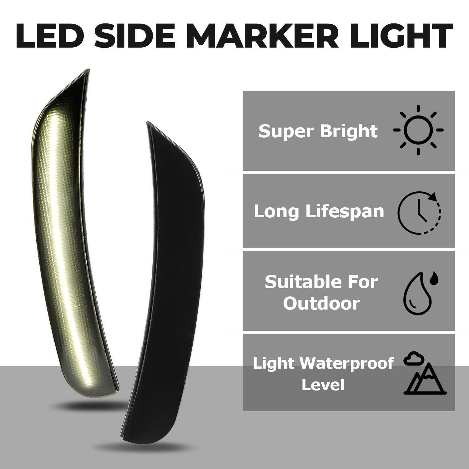 4x Smoked LED Side Marker Lights For 15-22 Dodge Charger R/T Scat Pack SXT SRT