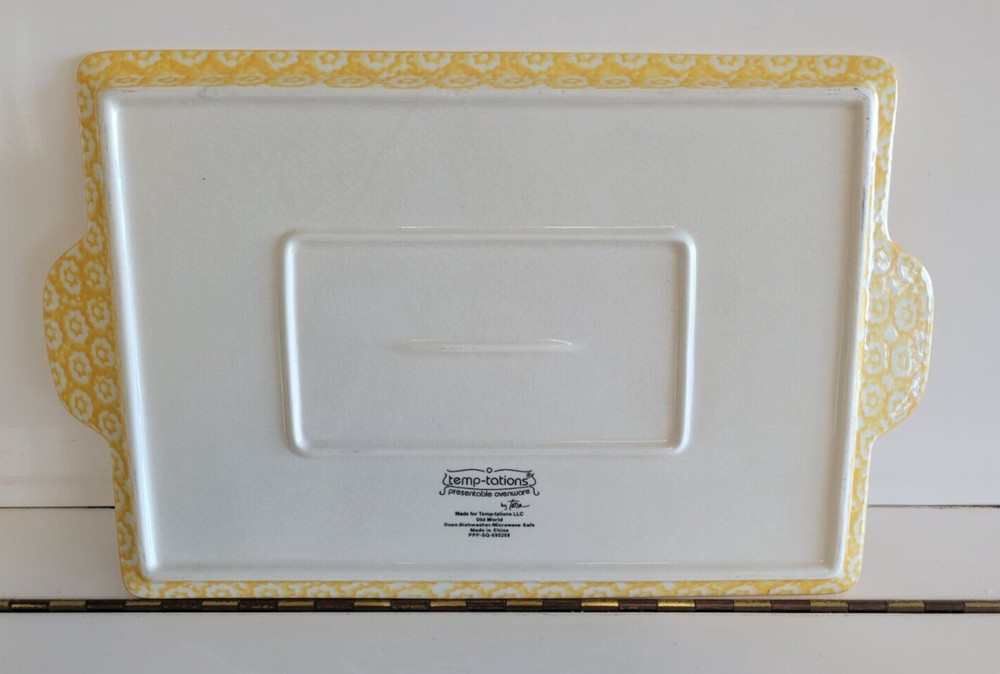 Temptations by Tara YELLOW Florals Rectangular Serving Platter 15.5 By 9.5 Inch