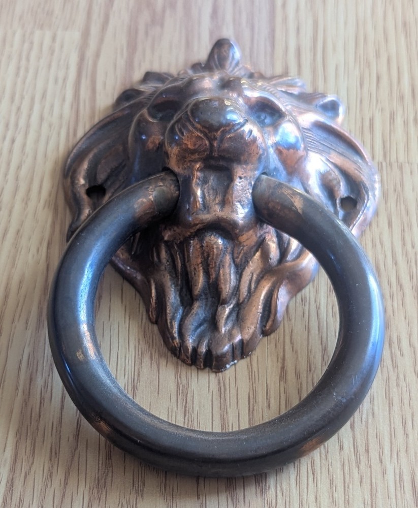 Brass Lion Drawer Pull Ring Door Knocker Vintage