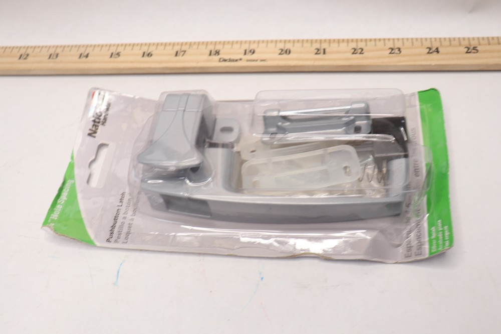 National Hardware Push Button Latch Cast Metal Silver N178-368