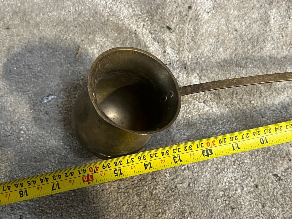 VINTAGE BRASS OLD RUM MEASURE CUP MEASURING TESTING LADLE