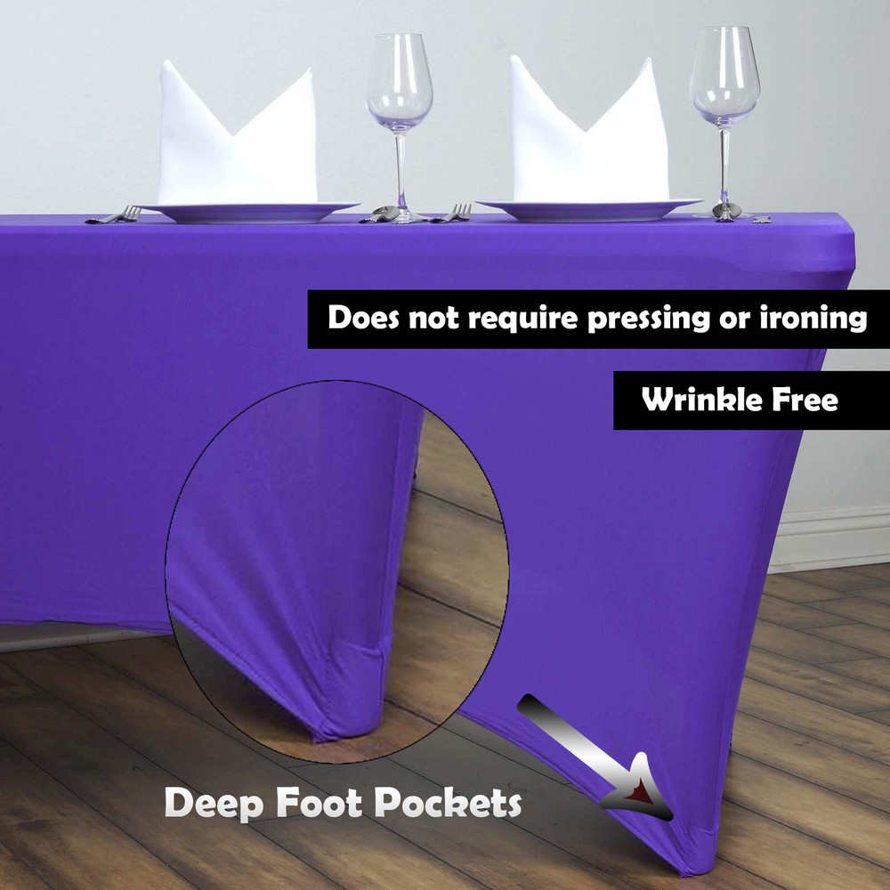 6 ft Rectangular Fitted Spandex Tablecloths, Party Folding Elastic Table Covers