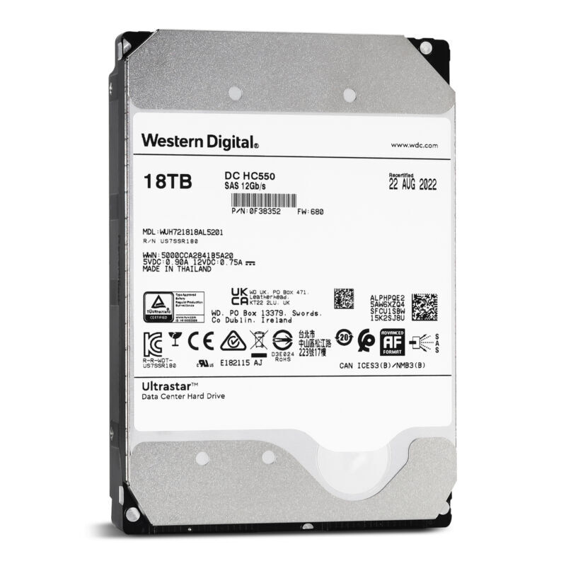 WD Ultrastar DC HC550 18TB SAS 3.5in Enterprise HDD WUH721818AL5201 0F38352