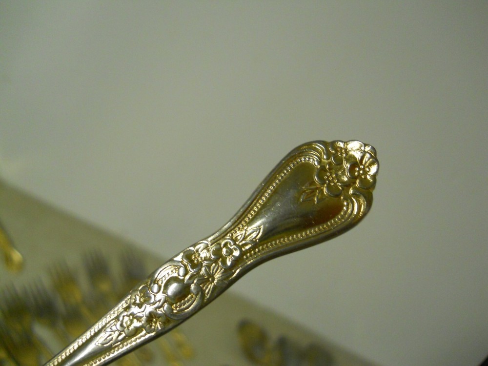 International EP Gold Precious Rose Pattern Flatware Set Replacements 63 PC