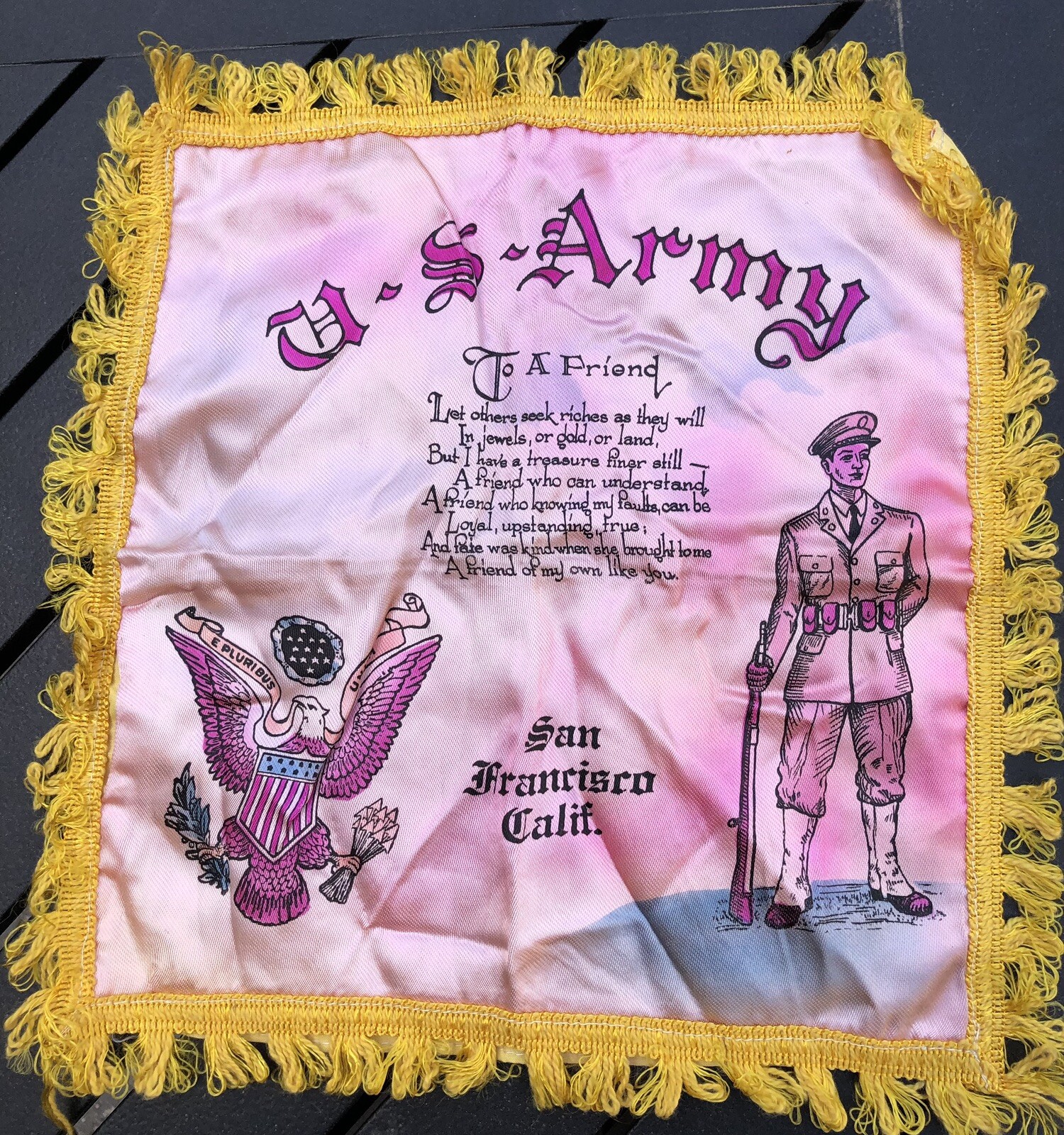 4 WW II ERA 1940's PILLOW SHAMS / CASE COVERS COVER WALL HANGING SATIN FINISH