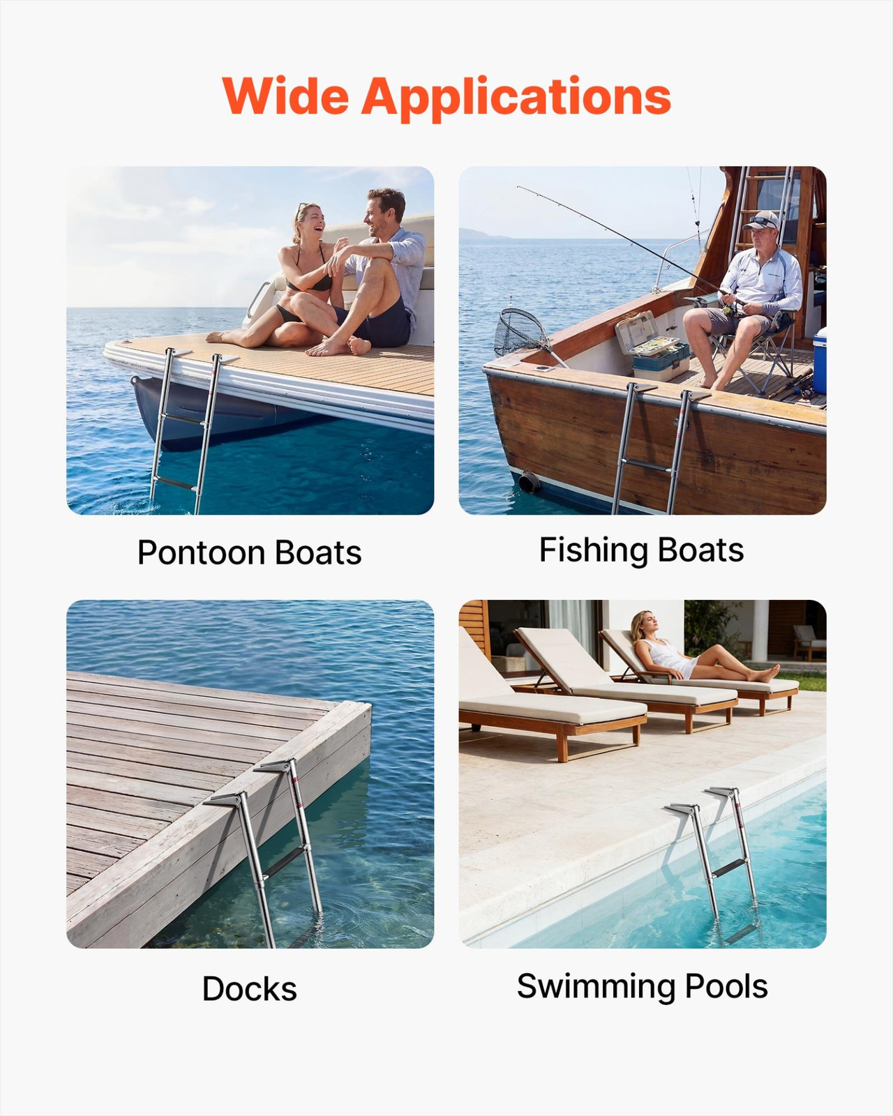 Boat Ladder, 4 Steps, Pontoon Boats