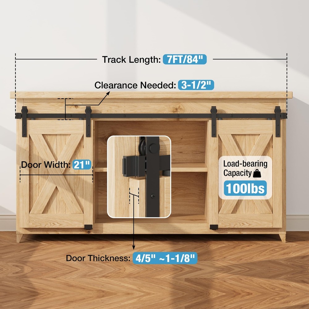 ZEKOO 7FT Super Mini Track Kit (Double Door), " J " Shape