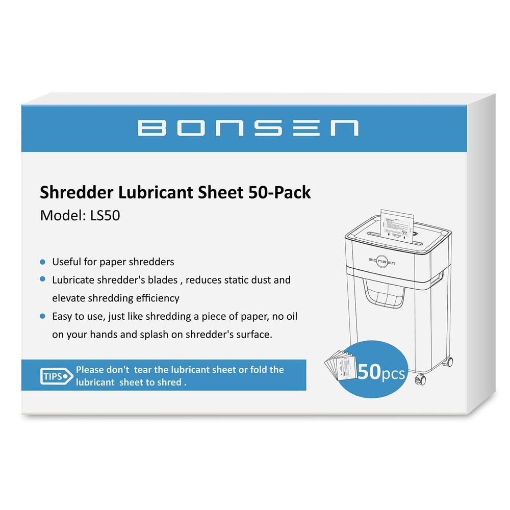 Paper Shredder Lubricant and Sharpening Sheets - 50 Pack for Maintenance