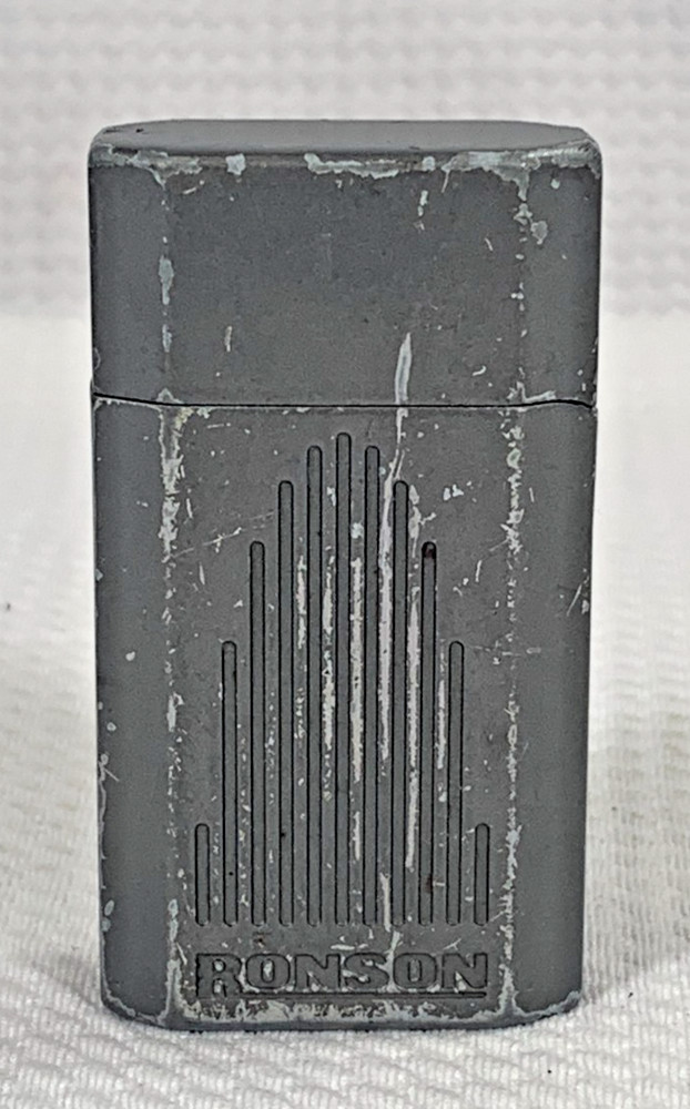 Ronson Jet Lite Butane Pocket Lighter Working Gray Windproof