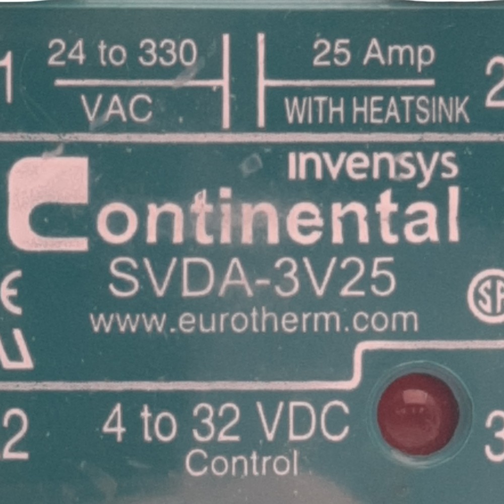 Continental SVDA-3V25 Solid State Relay 24-330VAC, 25A, 4-32VDC Control
