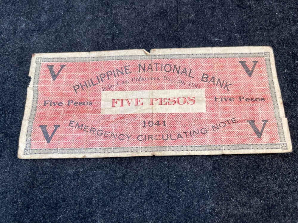 1941 US Philippines 5 Pesos Banknote