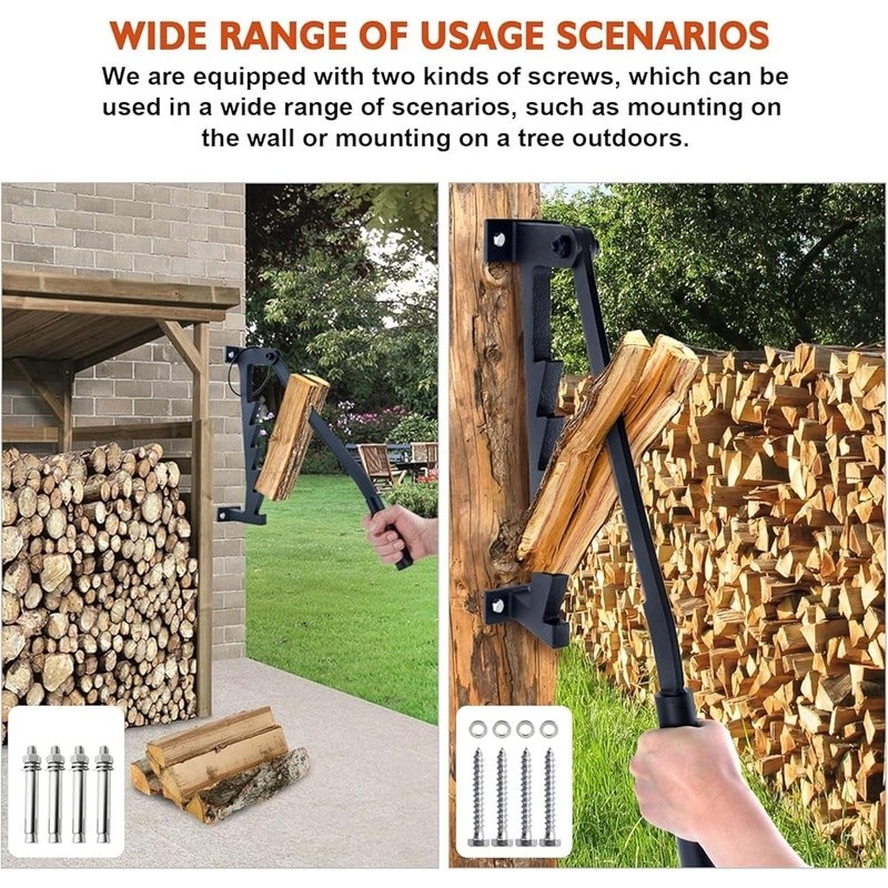 Wall Mounted Wood Splitter Labor Saving Carbon Steel Easy Use Complete Tools