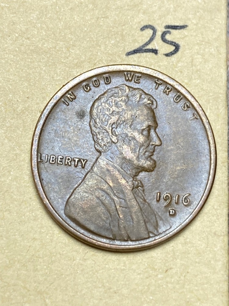 1916-D LINCOLN WHEAT CENT, "XF" condition, #25