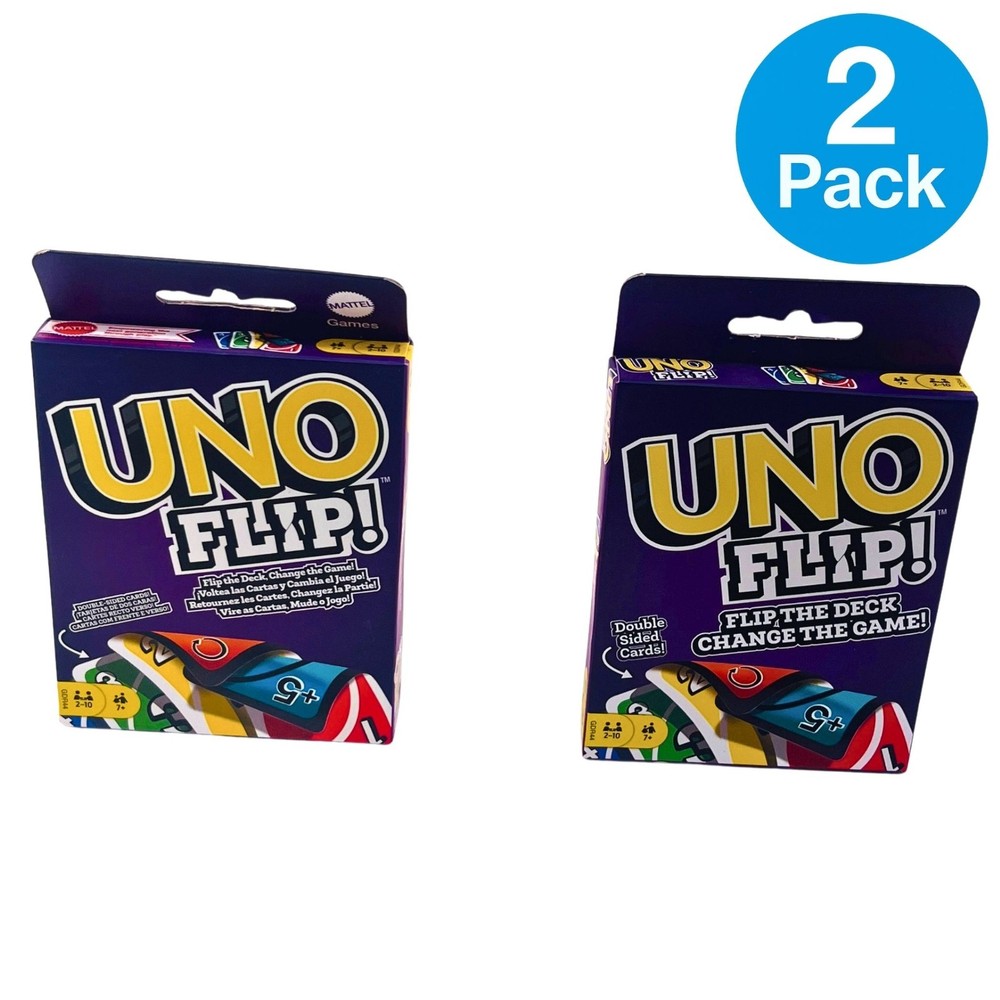 UNO FLIP! Card Game – Double-Sided Deck – 2 Pack – New Sealed