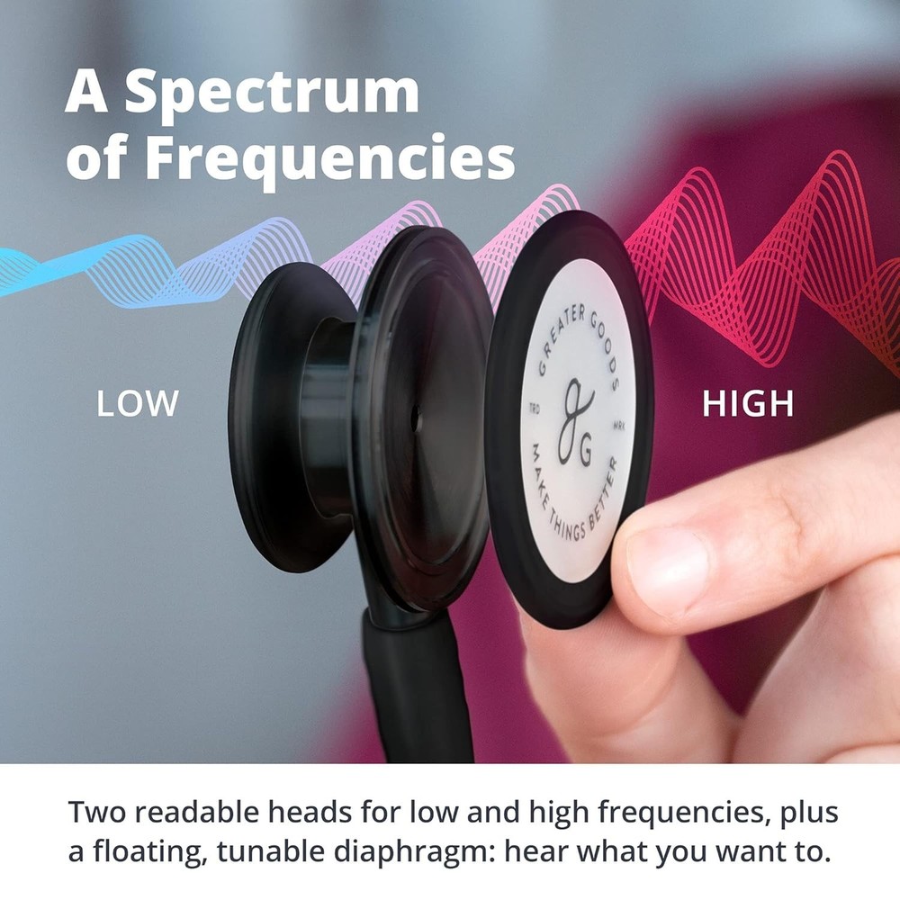 Versatile Dual-Head Stethoscope with Tunable Acoustic Performance - Triple Black