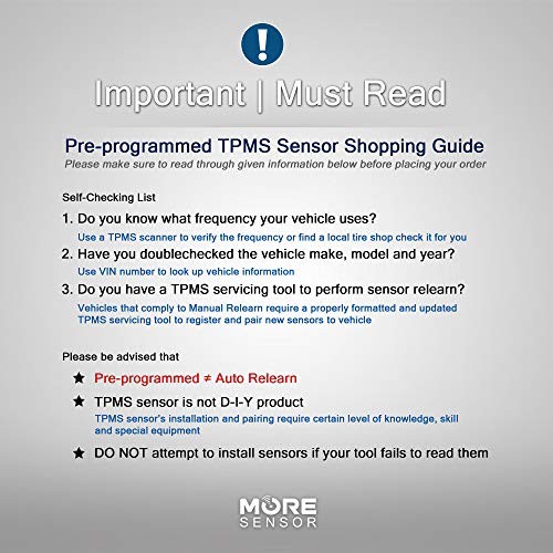 MORESENSOR Compact PRO Series 433MHz TPMS Tire Pressure Sensor 4-Pack |