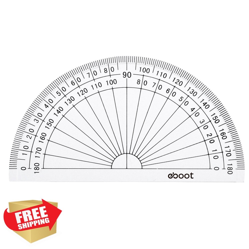 EBOOT Plastic Protractor 50 Pcs 180 Degrees 4 Inch Clear