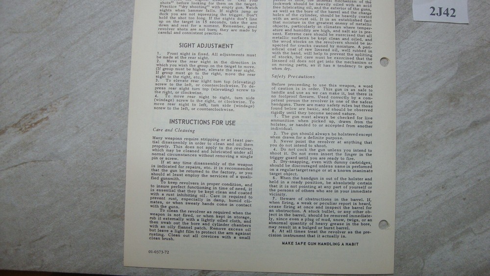 Smith & Wesson K 22 Masterpiece MRF Model No 48 Owner Manual
