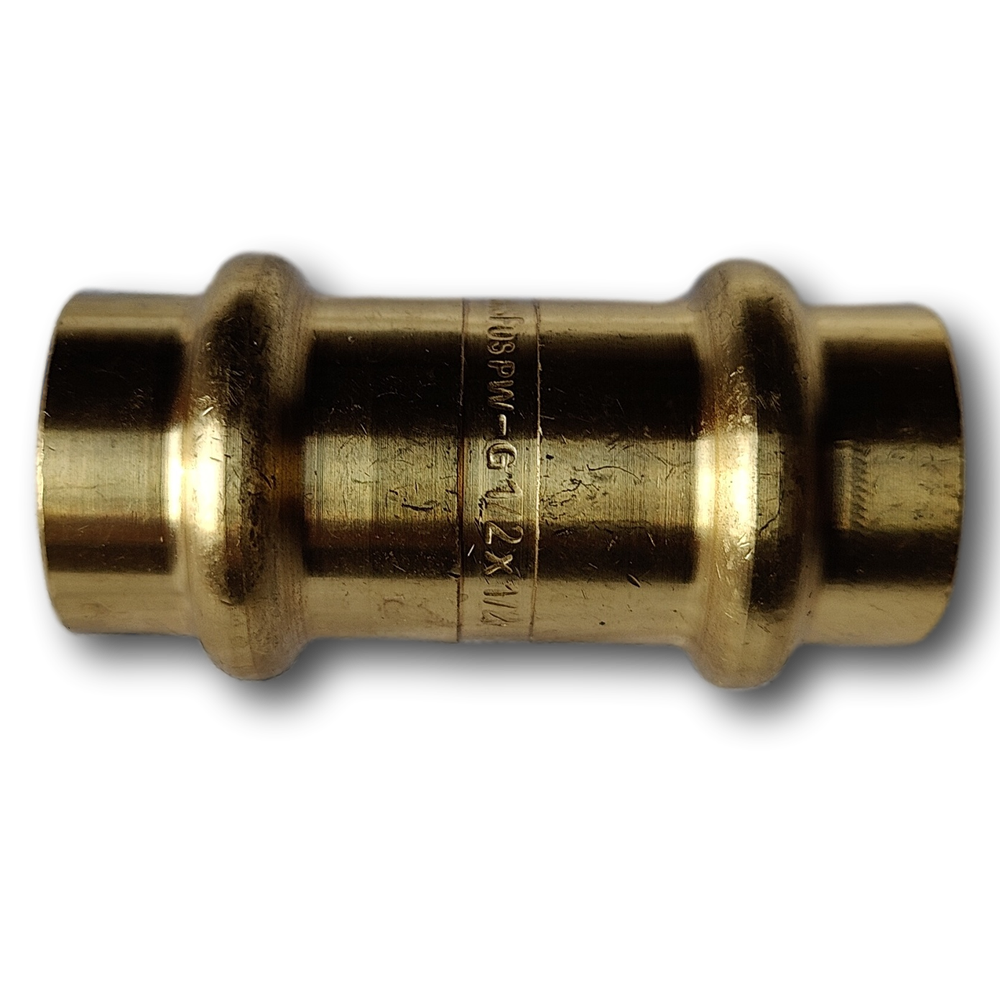 5 Pieces 1/2" Press Coupling, Press Fit, Lead Free Brass