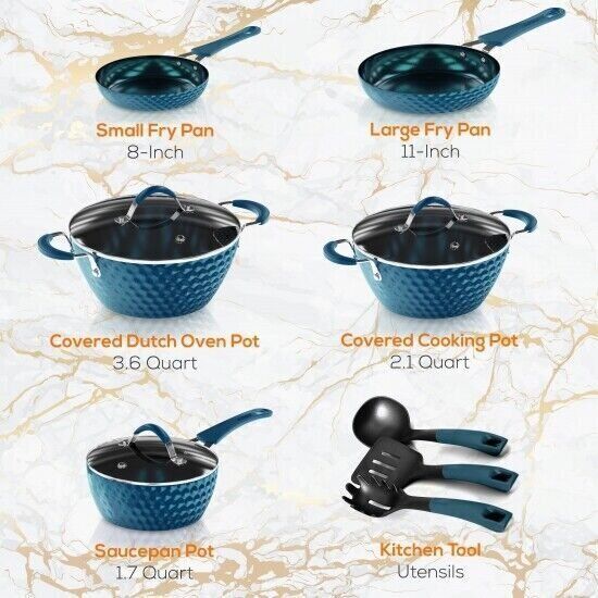 Kitchen Pyle Pan Set with Elegant Diamond-Line Pattern, Non-Stick NCCW11BD