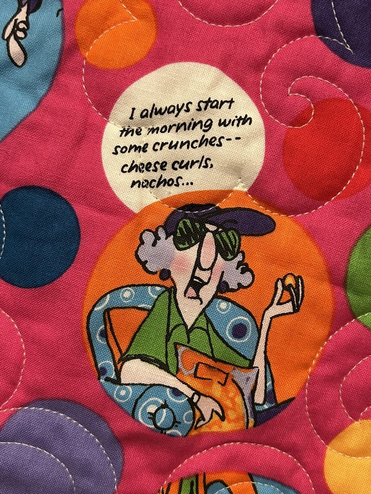 Lap Wall Quilt MAXINE Funny Old Lady Comic Patchwork Blocks 45" x 38" Cats - B18