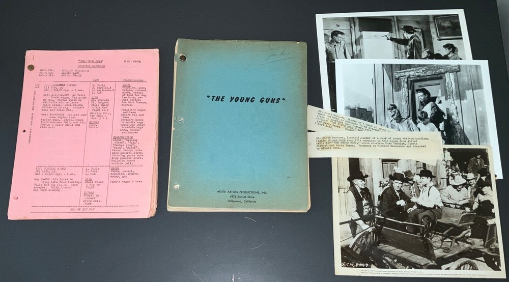 YOUNG GUNS (1956) Undated Rickie Sorensen REVISED DRAFT + EXTRAS + COA!