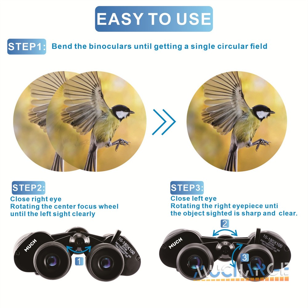 10x-180 X 100 Binoculars High Powered HD Long Range Superior Definition +Case