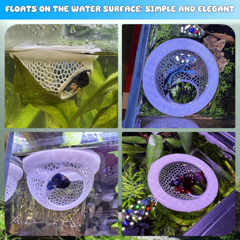 Pink Floating Betta Hide & Shrimp Cave – 3D Printed Aquarium Hammock,