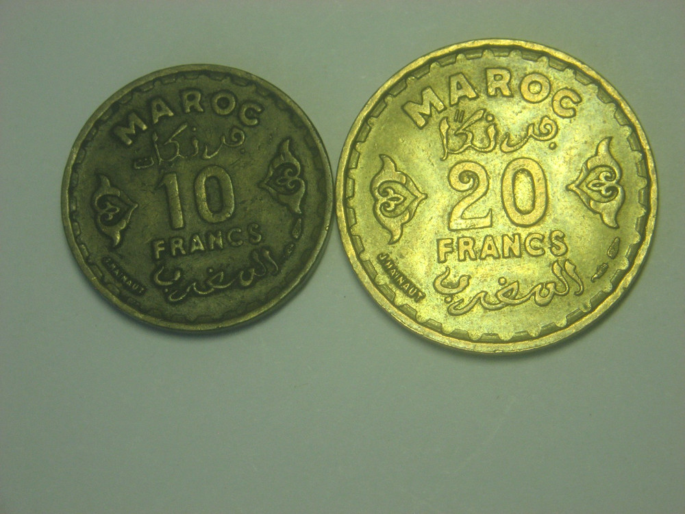 Morocco  10 & 20 Francs   AH1371-1952