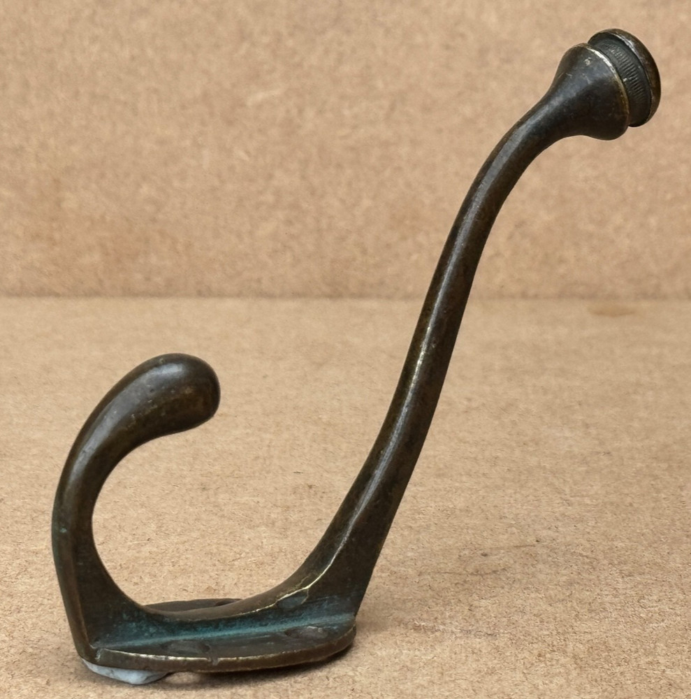 ANTIQUE BRASS DOUBLE COAT HOOK RECLAIMED