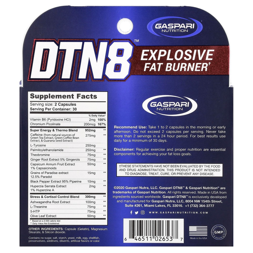 DTN8, Explosive Fat Burner, 60 Capsules