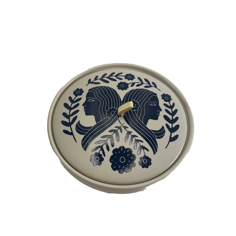 Fringe Gemini Ceramic Round Trinket Box