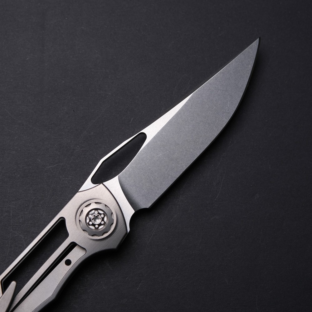 Eutsler Custom Knives DUK - Skeletonized Titanium / Windowed CPM154 Blade