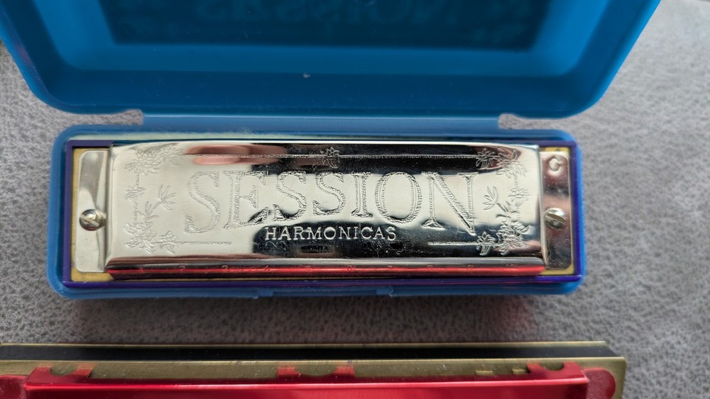 Vintage Session Harmonica Key C Original Box Plus Unbranded Harmonica