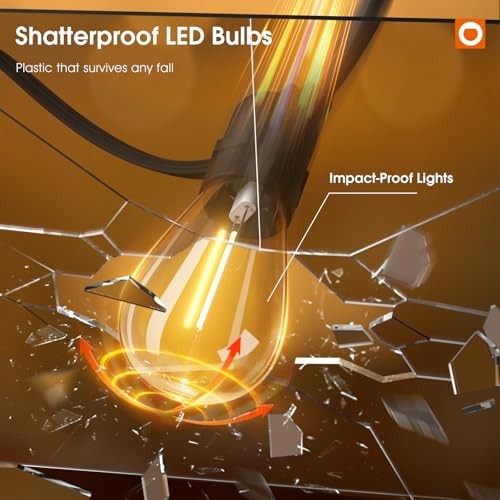 LED Outdoor String Lights with Edison Shatterproof Bulbs, Weatherproof 50FT